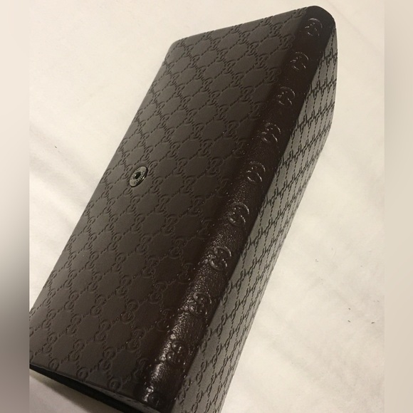 Gucci Triangle Logo Large Brown Leather Sunglass Case For Large Shades Triangle - Picture 15 of 16